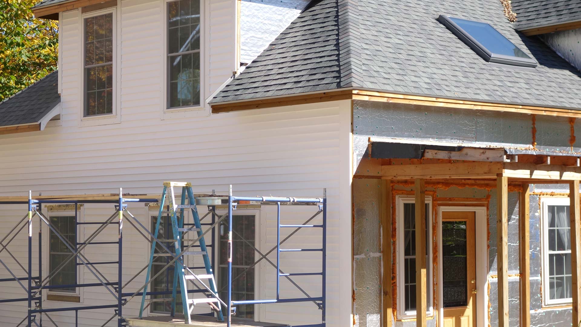 exterior of a house under remodeling project sanford me